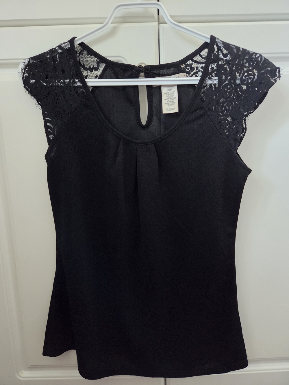 Say What? Black Lace Cap-Sleeve Camisole